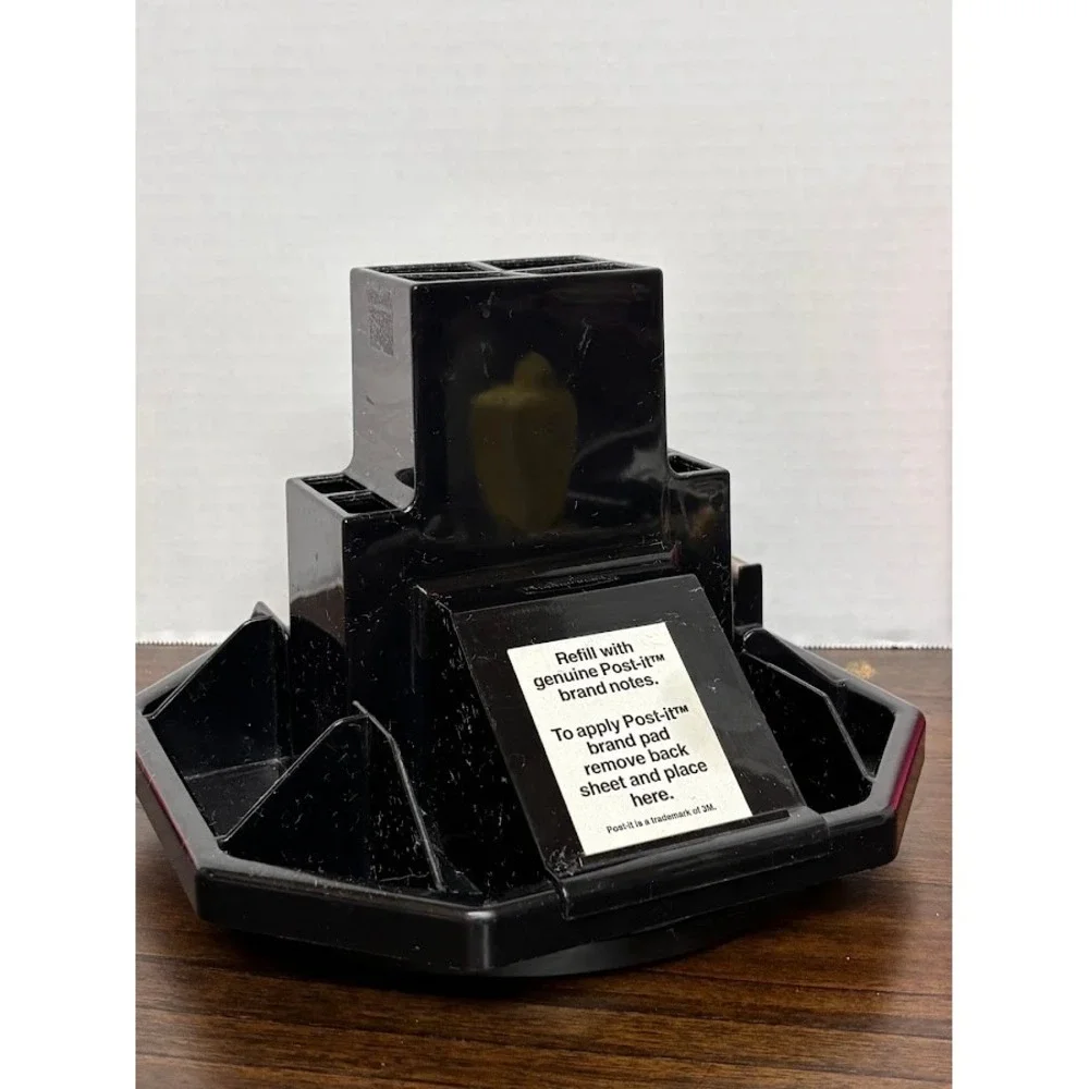 3M Post-it Black Rotating Desk Organizer Caddy with Tape Dispenser Swivel Base